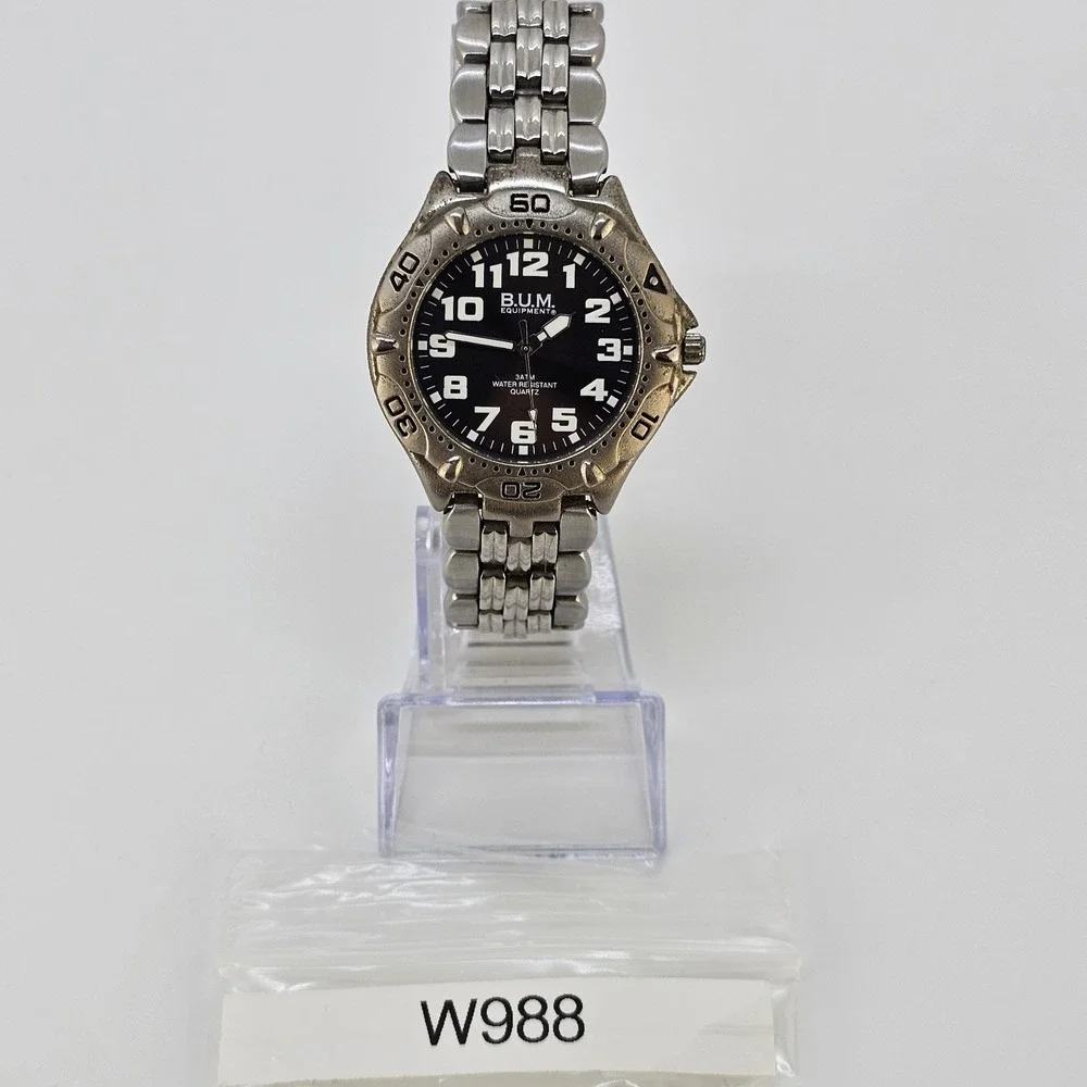 BUM Equipment Men's Analog Watch 38MM Black Dial Gray Band 7.5